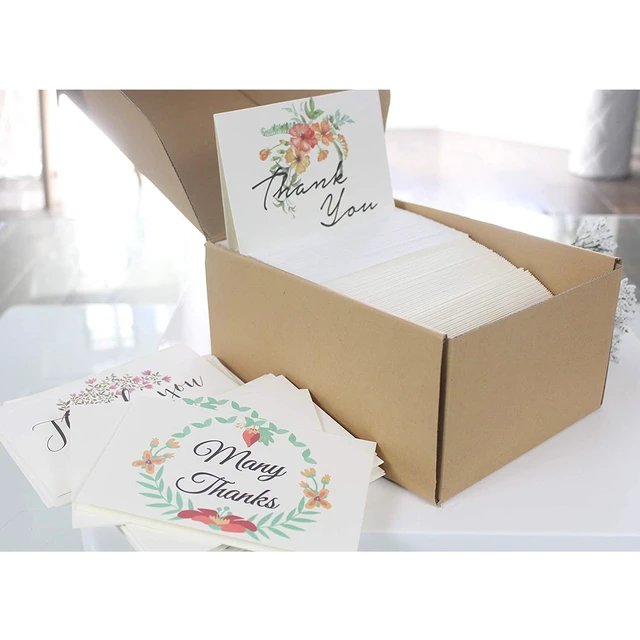 Alt view image 5 of 7 - Altatac 100 Floral All Occasions Envelopes Thank You Table Notes Cards Set 4x6 Inch Bulk Pack for Baby and Bridal Shower High Quality Party Supplies with Watercolor Design