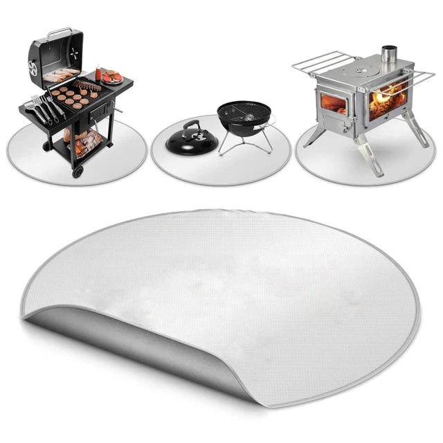 Alt view image 2 of 6 - 32" Round Fire Pit Mat Fireproof Under Grill Pad for Deck Patio Grass Outdoor