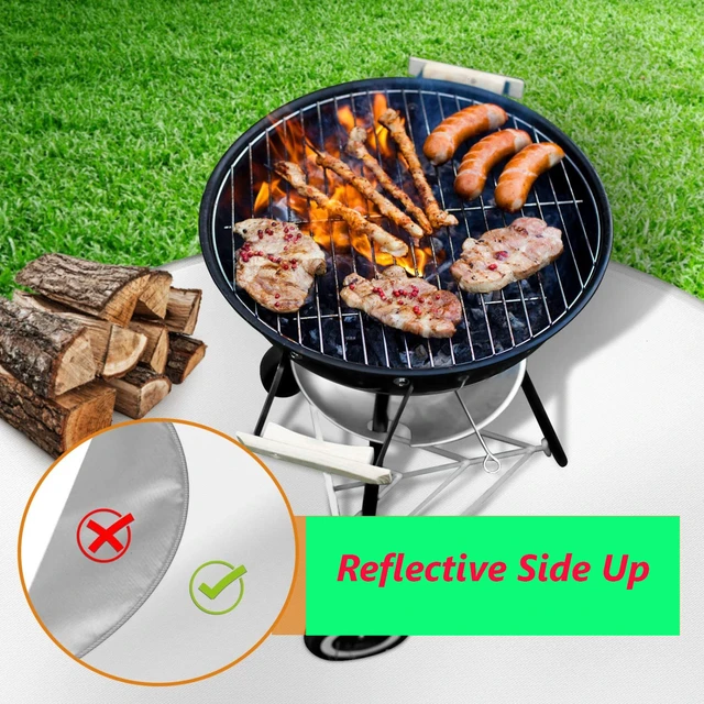 Alt view image 4 of 6 - 32" Round Fire Pit Mat Fireproof Under Grill Pad for Deck Patio Grass Outdoor