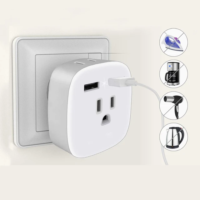 Alt view image 3 of 7 - European Universal Travel LED Dual USB Type-C, 2-US AC Outlet to EU Plug Adapter
