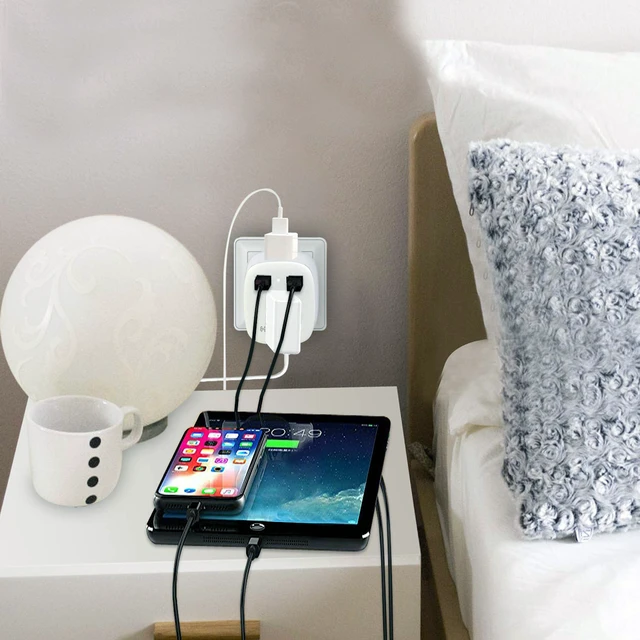 Alt view image 4 of 7 - European Universal Travel LED Dual USB Type-C, 2-US AC Outlet to EU Plug Adapter