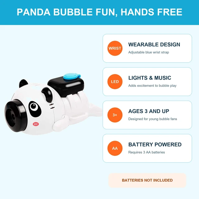 Alt view image 2 of 4 - Wearable Panda Bubble Machine Kids Toy Lights Music 600+ Bubbles/Min Ages 3+ New