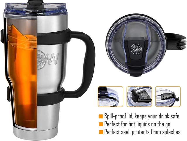 Alt view image 4 of 6 - 30 oz Clear Plastic Tumbler Replacement Lid Spill Proof Compatible YETI 2 Pack
