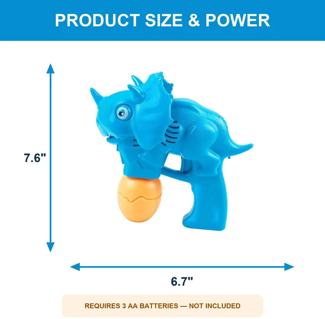 Alt view image 3 of 6 - 2-Pack Dinosaur Bubble Gun Kids LED Light Sound Automatic Blaster w/ 2 Solutions
