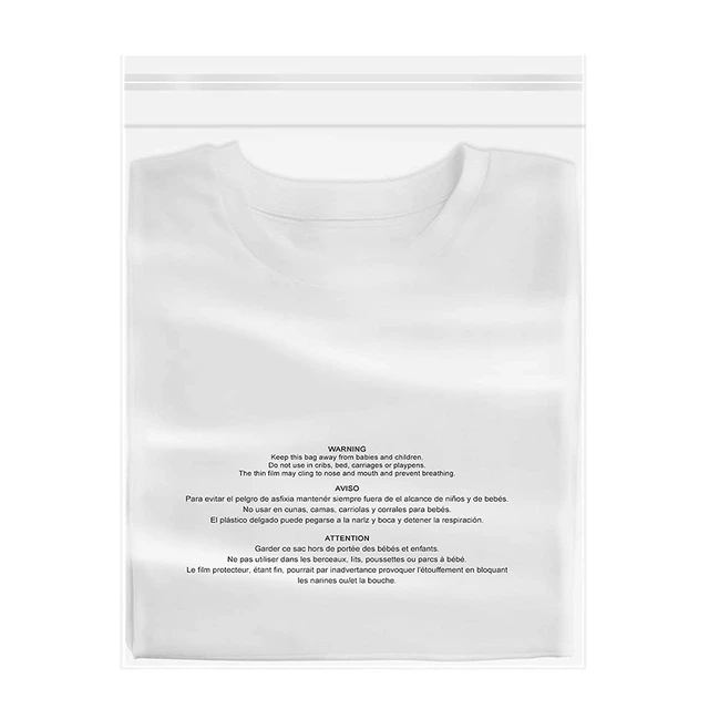 Alt view image 2 of 3 - 9x12 Clear Poly Mailer Bags Self Seal with Warning 100 Pack Shipping Bags