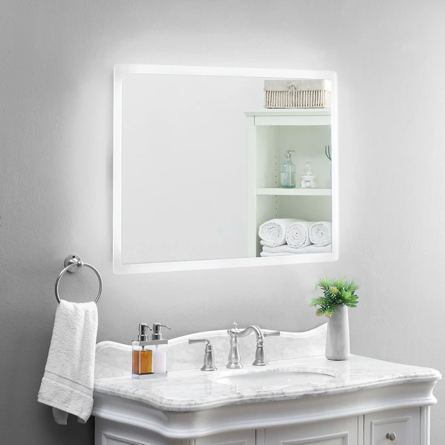Alt view image 4 of 4 - Eisen Home LED Bathroom Vanity Mirror 48x27 Lighted Bluetooth Anti-Fog Dimmable