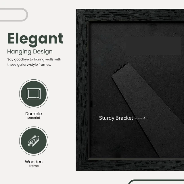 Alt view image 4 of 6 - Modern 2-Pack Black Picture Frames 4x6 or 5x7 Plexi Glass Display