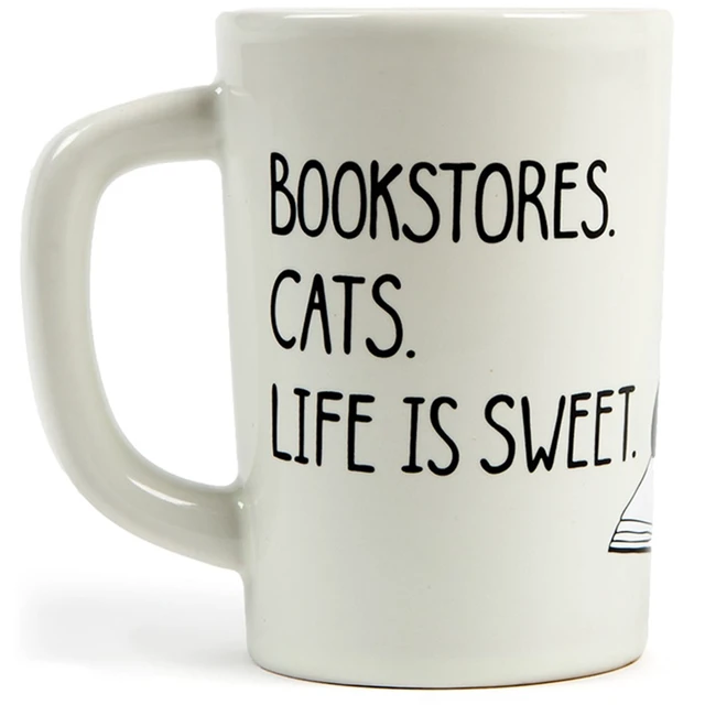 Alt view image 3 of 3 - 12oz Out of Print Ceramic Cat/Library Cold Hot Tea Coffee Home Office Mug Cup
