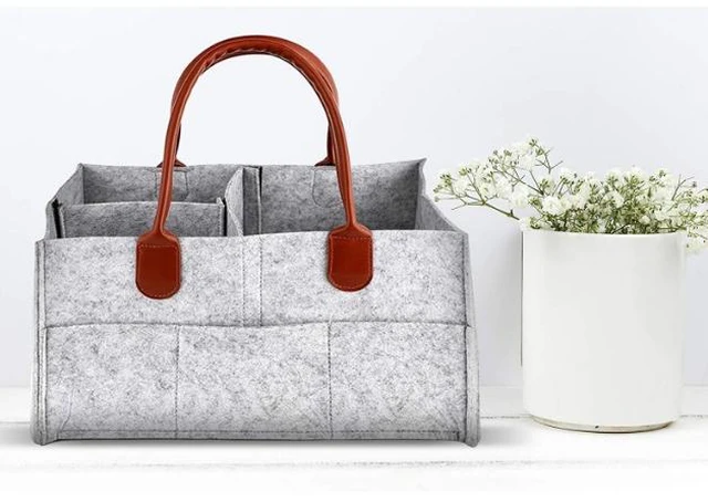 Main image of Baby Diaper Caddy Organizer Nursery Storage Basket Changing Mat Gray New