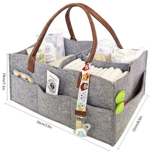 Alt view image 2 of 5 - Baby Diaper Caddy Organizer Nursery Storage Basket Changing Mat Gray New