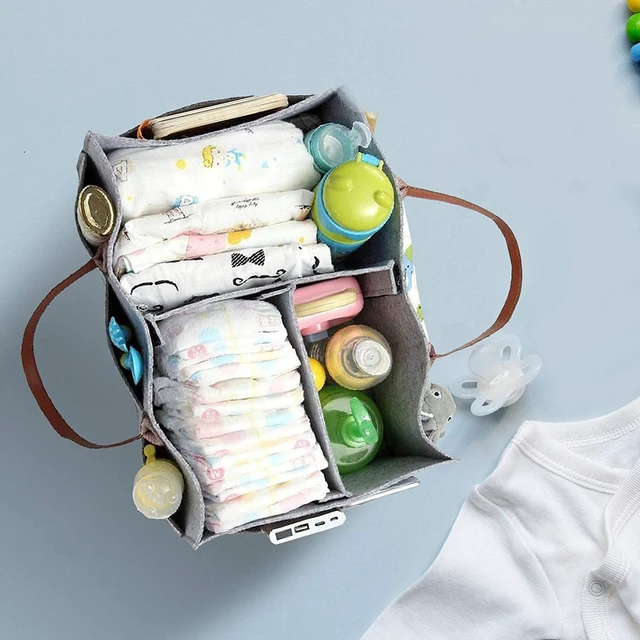Alt view image 3 of 5 - Baby Diaper Caddy Organizer Nursery Storage Basket Changing Mat Gray New