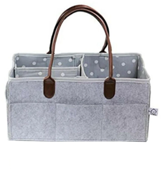 Alt view image 4 of 5 - Baby Diaper Caddy Organizer Nursery Storage Basket Changing Mat Gray New