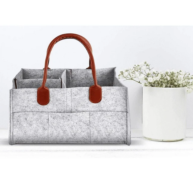 Alt view image 5 of 5 - Baby Diaper Caddy Organizer Nursery Storage Basket Changing Mat Gray New