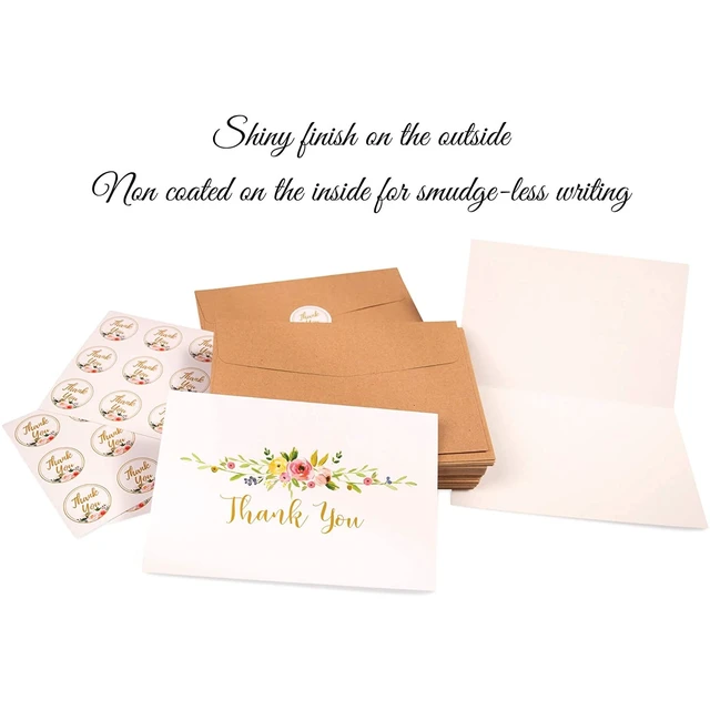 Alt view image 4 of 7 - 40 Pack Thank You Cards with Envelopes Bulk Set Stickers 4x6 Blank Minimalist