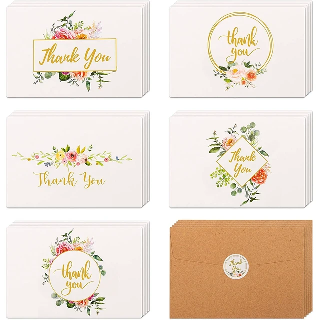 Alt view image 7 of 7 - 40 Pack Thank You Cards with Envelopes Bulk Set Stickers 4x6 Blank Minimalist