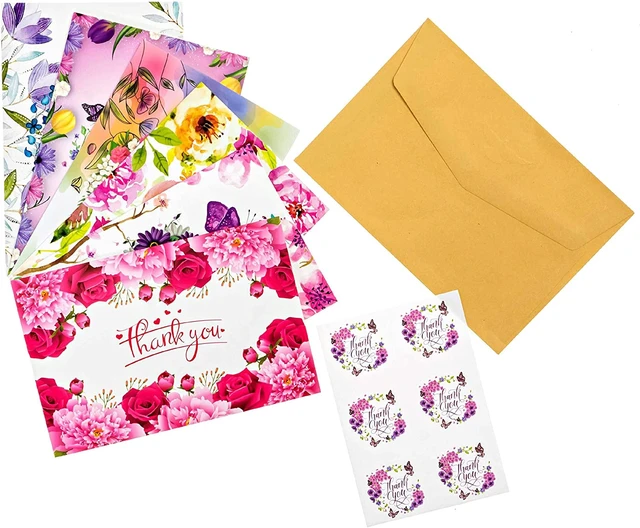 Alt view image 3 of 4 - 54 Floral Thank You Cards with Envelopes Blank Inside for All Occasions