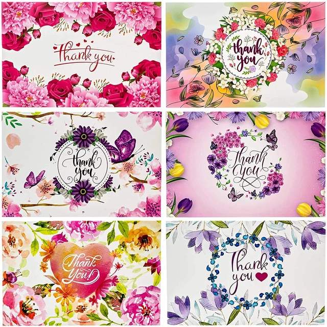 Alt view image 4 of 4 - 54 Floral Thank You Cards with Envelopes Blank Inside for All Occasions