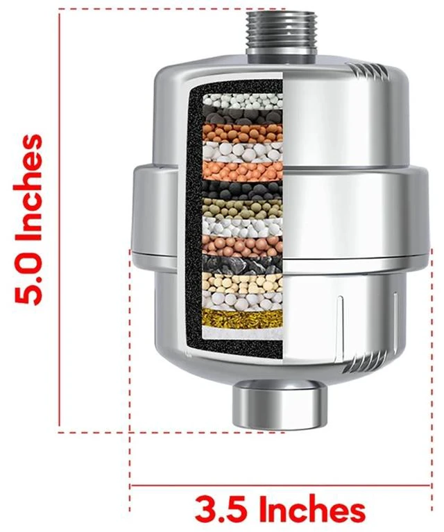Alt view image 5 of 6 - 15-Stage Shower Filter Removes Chlorine, Odors, Metals Hair & Skin Care