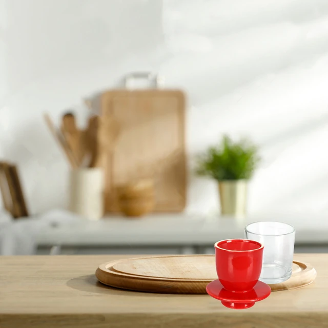 Alt view image 5 of 7 - Ceramic Butter Dish Big Capacity French Glass lid Water Seal Tray Holder- Red