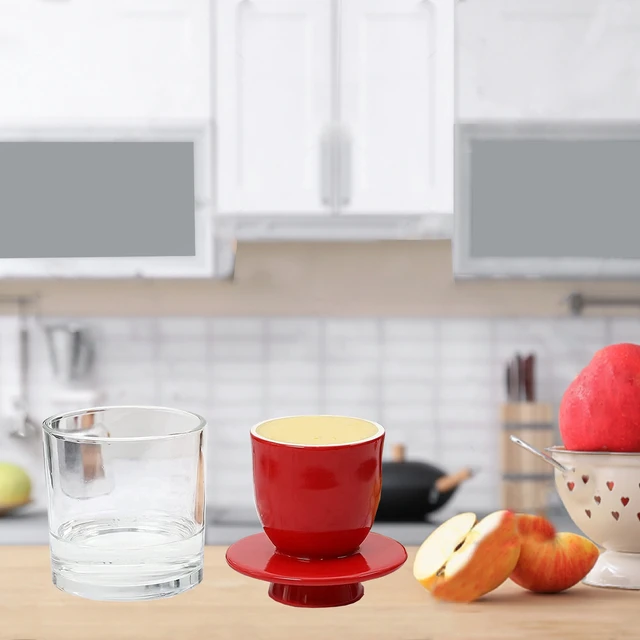 Alt view image 6 of 7 - Ceramic Butter Dish Big Capacity French Glass lid Water Seal Tray Holder- Red