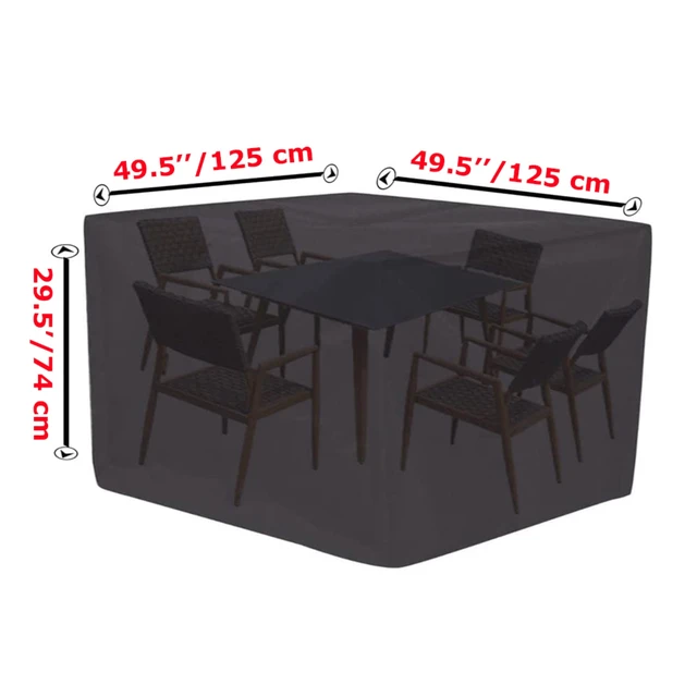 Alt view image 2 of 5 - Waterproof Outdoor Square Patio Table Chair Sofa Set Cover, 50"L x 50"W x 29H