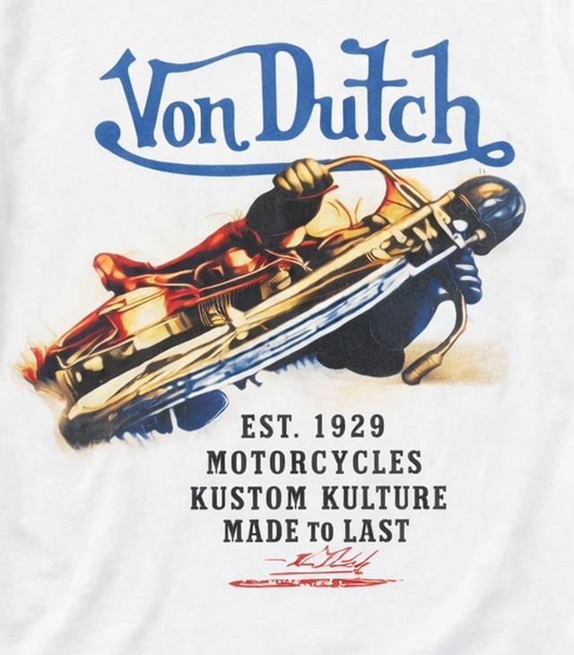 Alt view image 3 of 4 - Von Dutch Men's "A More Honest Machine" Short Sleeve Crew Neck T-Shirt Off White, XL