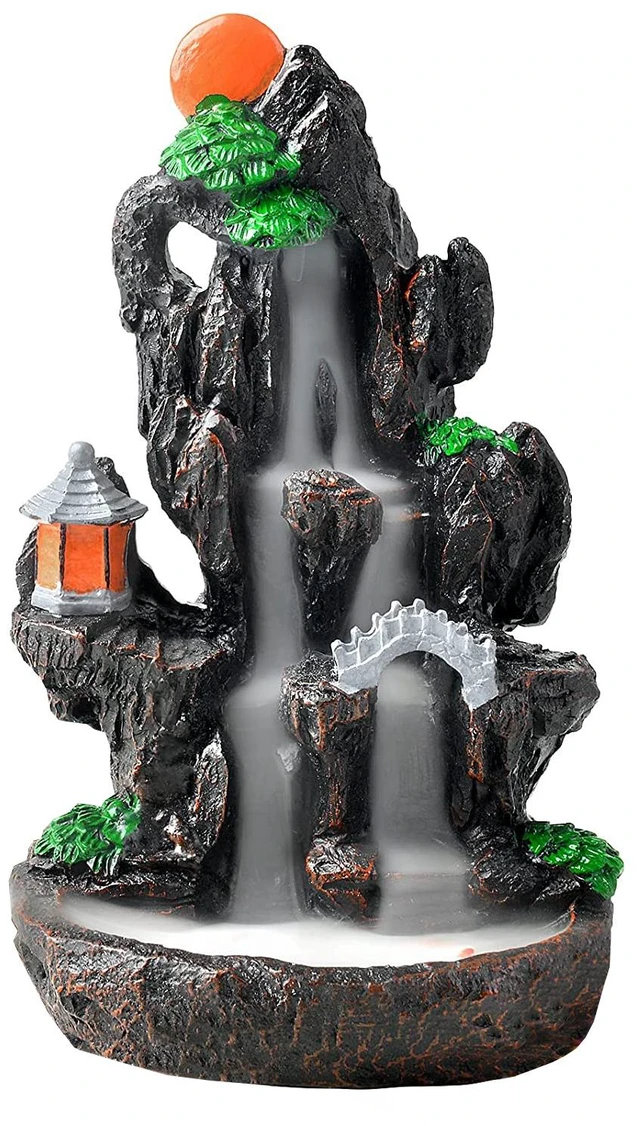Main image of Ceramic Backflow Waterfall Smoke Incense Burner Holder with 150 PCS Gift Cones