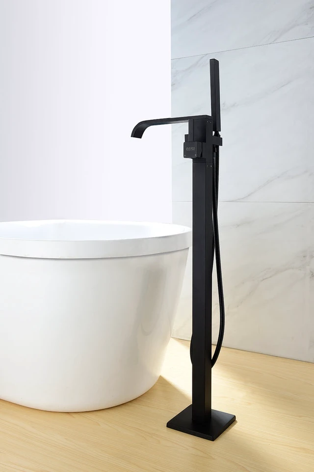 Alt view image 2 of 7 - Eisen Home Sevenfalls 8015 Floor Mount Freestanding Bathtub Faucet Matte Black