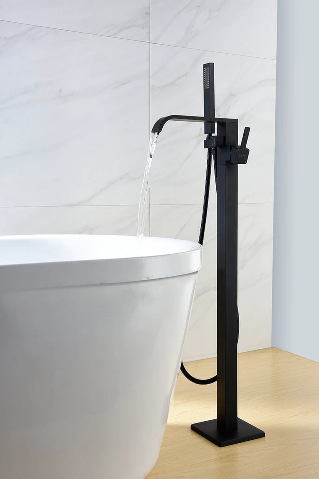 Alt view image 4 of 7 - Eisen Home Sevenfalls 8015 Floor Mount Freestanding Bathtub Faucet Matte Black