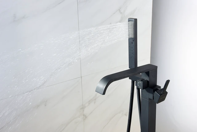 Alt view image 6 of 7 - Eisen Home Sevenfalls 8015 Floor Mount Freestanding Bathtub Faucet Matte Black