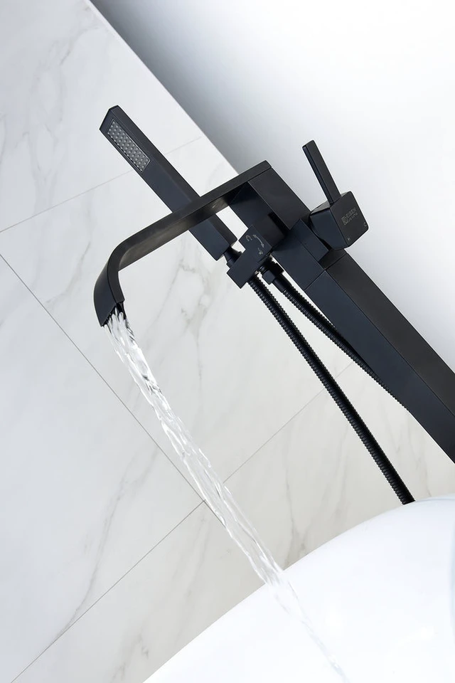 Alt view image 5 of 7 - Eisen Home Sevenfalls 8015 Floor Mount Freestanding Bathtub Faucet Matte Black