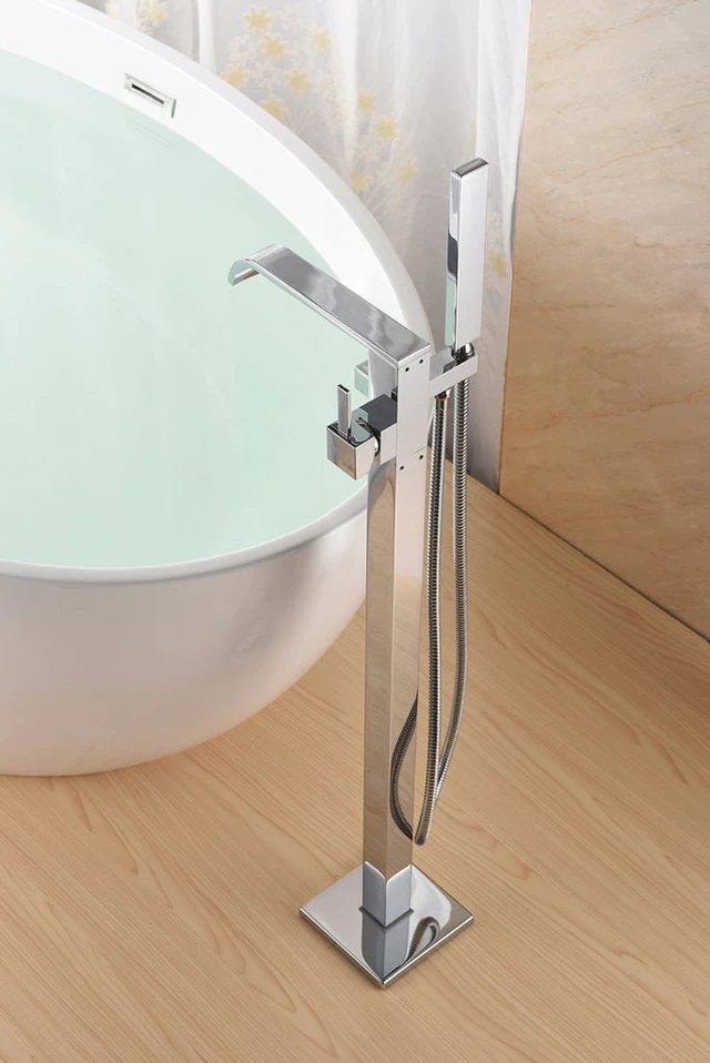 Alt view image 2 of 3 - Eisen Home Sevenfalls Floor Mount Freestanding Bathtub Faucet Polished Chrome