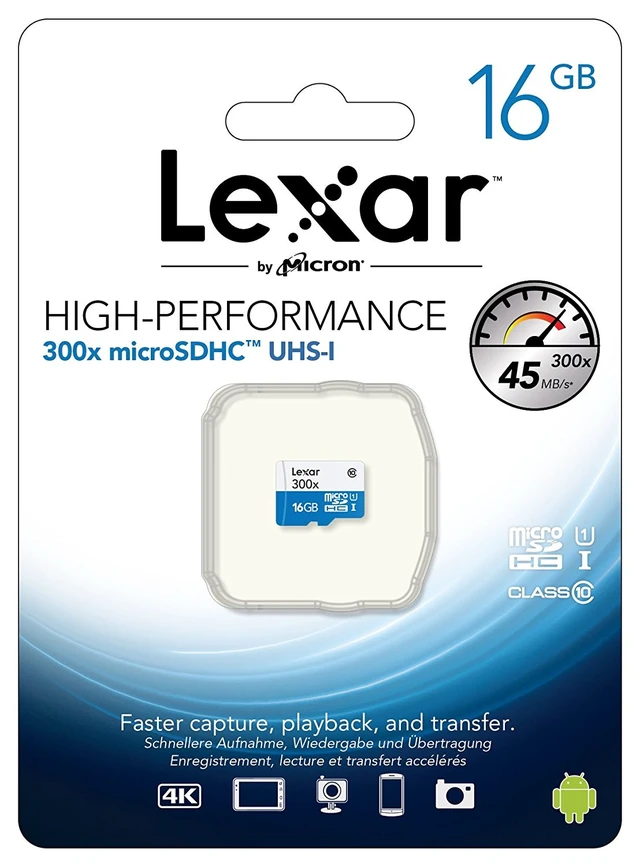 Alt view image 2 of 2 - Lexar 32GB High-Performance 300x Class 10 microSDHC UHS-I Memory Card