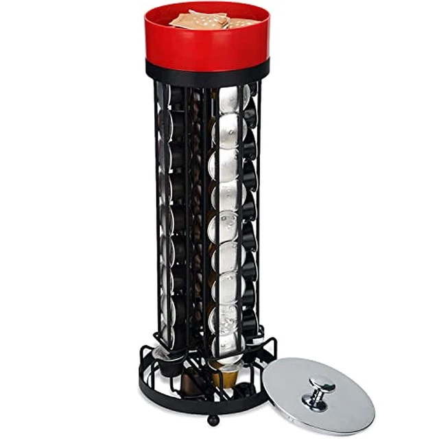 Alt view image 2 of 4 - Coffee Pod Capsule Carousel Holder Rack with Sugar Compartment, Spin 360