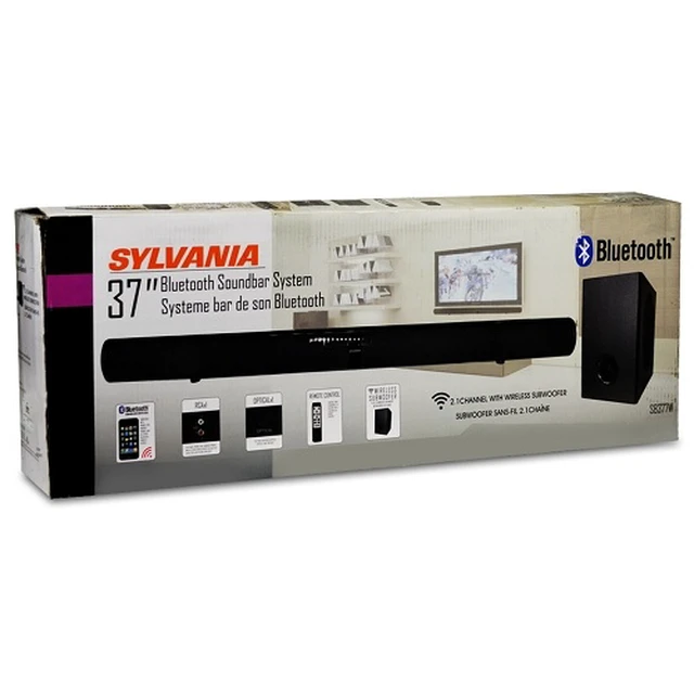 Alt view image 3 of 3 - Sylvania 37" 2.1 Channel Bluetooth Wireless Soundbar Speaker & Subwoofer SB377W