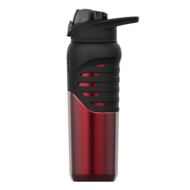 Alt view image 2 of 7 - Dominate Stainless Steel Water Bottle, 24oz, Silicon Body Grip, Vacuum Insulated, Leak Proof - Red - Small to Light Scratches