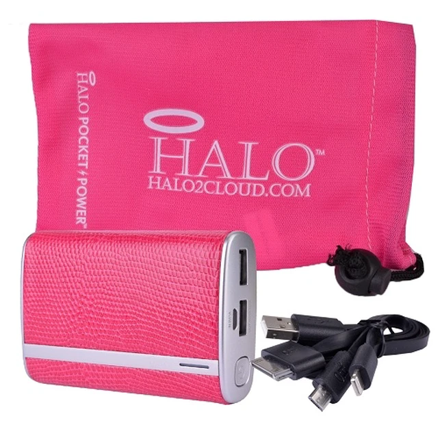 Alt view image 3 of 3 - Halo Pocket Power 7800mAh Universal Power Charger w/ USB Cable - Pink Snake