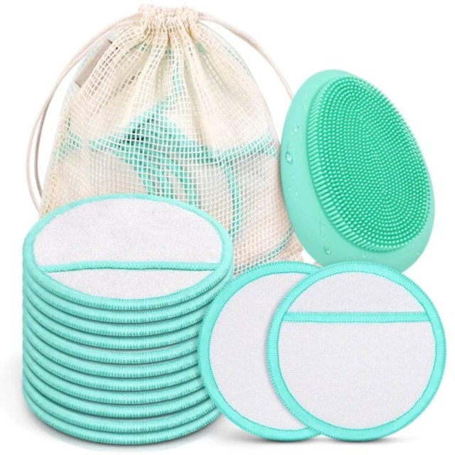 Main image of 18pcs Reusable Makeup Remover Pads Facial Cleansing Brush Storage Pouch Set New