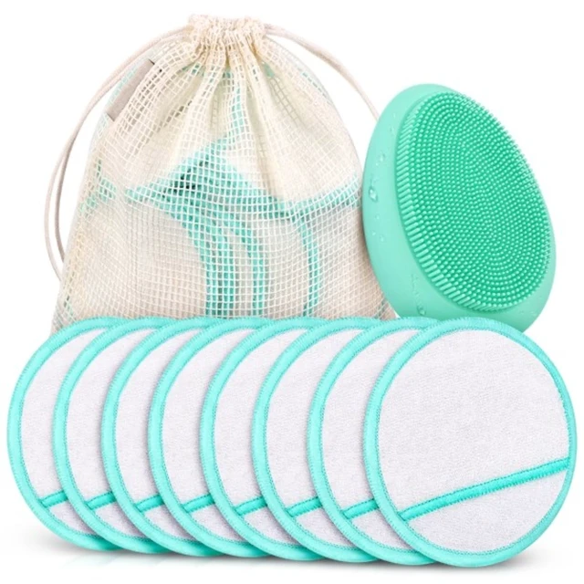 Alt view image 2 of 7 - 18pcs Reusable Makeup Remover Pads Facial Cleansing Brush Storage Pouch Set New