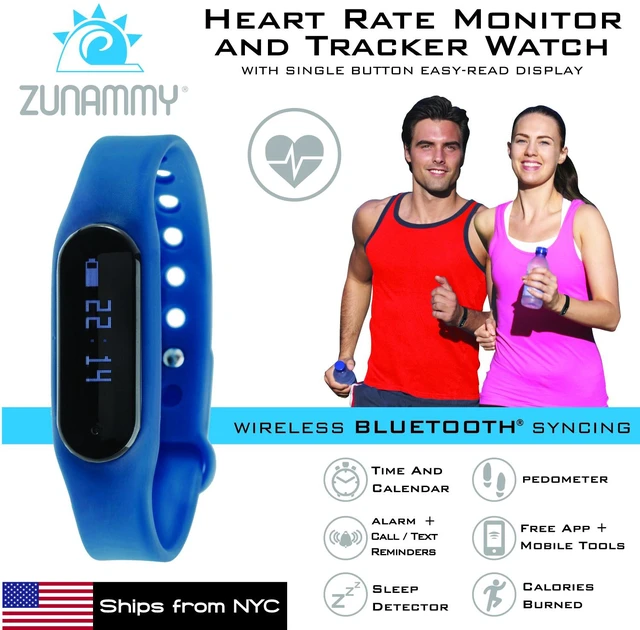 Alt view image 3 of 3 - Zunammy TR027 Wireless Heart Rate Monitor Activity Fitness Tracker Watch Navy