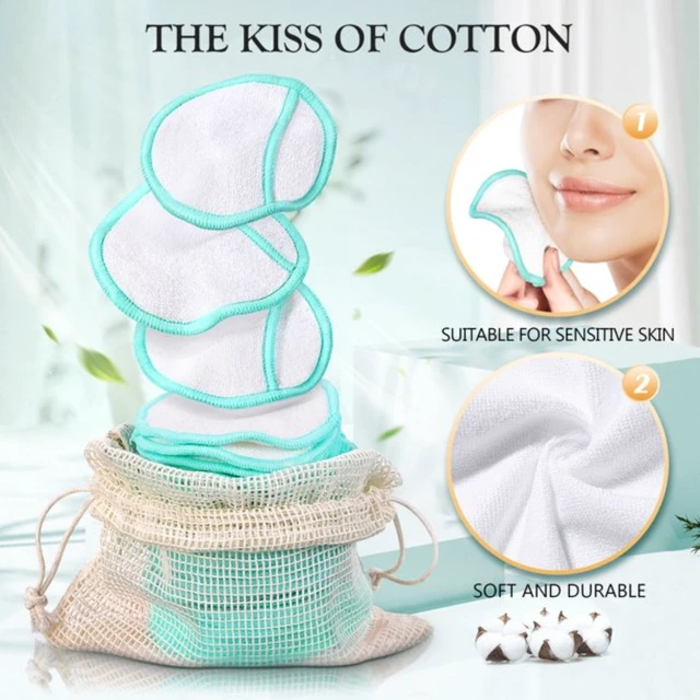 Alt view image 4 of 7 - 18pcs Reusable Makeup Remover Pads Facial Cleansing Brush Storage Pouch Set New