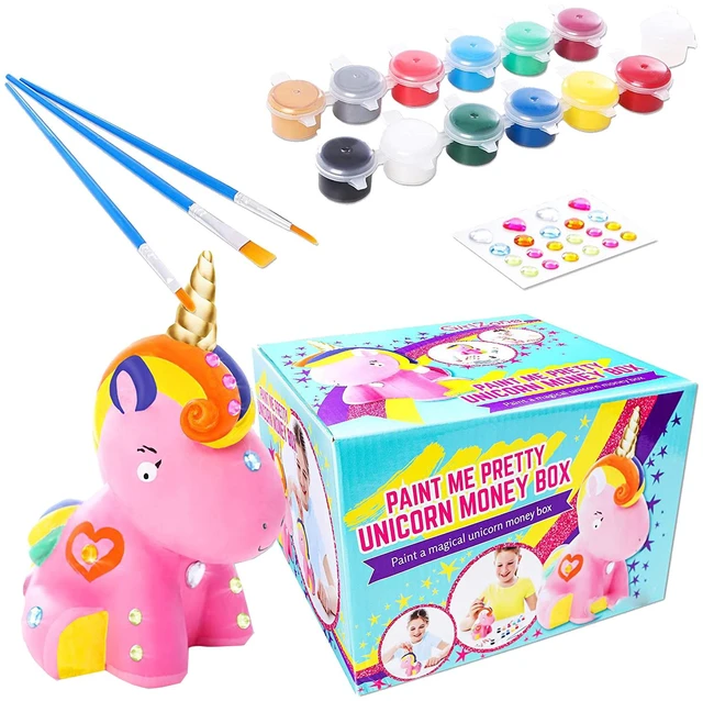 Main image of Paint Your Own Unicorn Ceramic Piggy Bank DIY Art Craft Kit for Girls Ages 3-10
