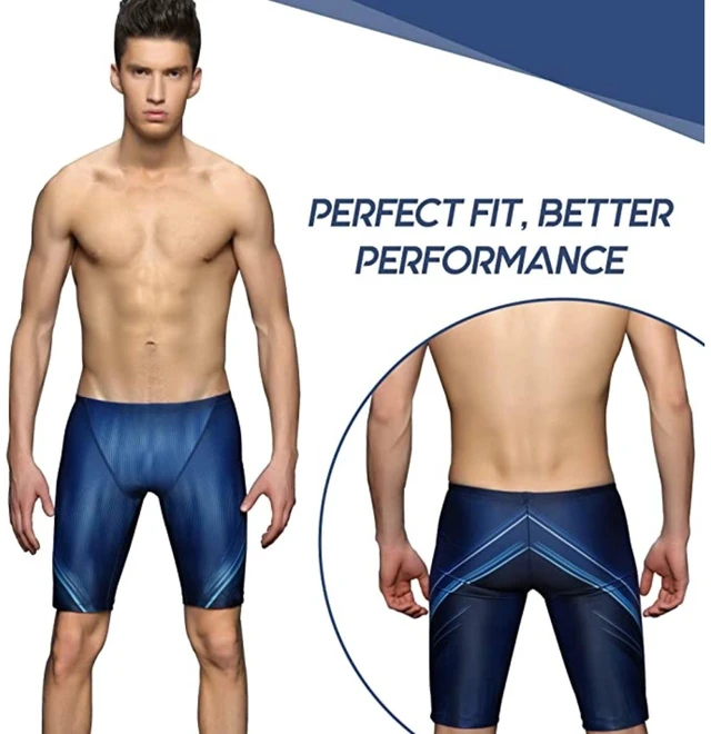 Alt view image 2 of 7 - Men's Swim Jammers Quick Dry Blue Swimsuit Professional Training Trunks S-XL New