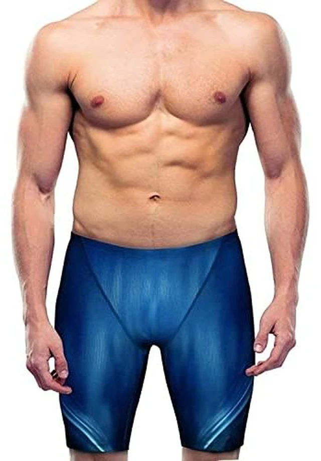 Alt view image 7 of 7 - Men's Swim Jammers Quick Dry Blue Swimsuit Professional Training Trunks S-XL New