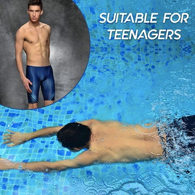 Alt view image 6 of 7 - Men's Swim Jammers Quick Dry Blue Swimsuit Professional Training Trunks S-XL New