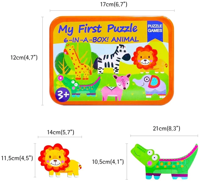 Alt view image 3 of 4 - 6-in-1 Wooden Animal Puzzles for Toddlers Ages 2-6 Educational Toy Gift