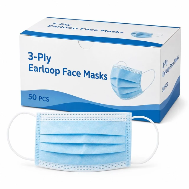 Main image of 2000 PC 3-Ply Disposable Face Masks Blue Earloop Dental Protective Mask