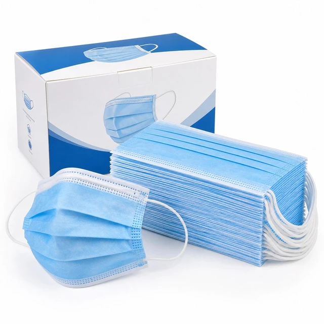 Alt view image 5 of 7 - 2000 PC 3-Ply Disposable Face Masks Blue Earloop Dental Protective Mask