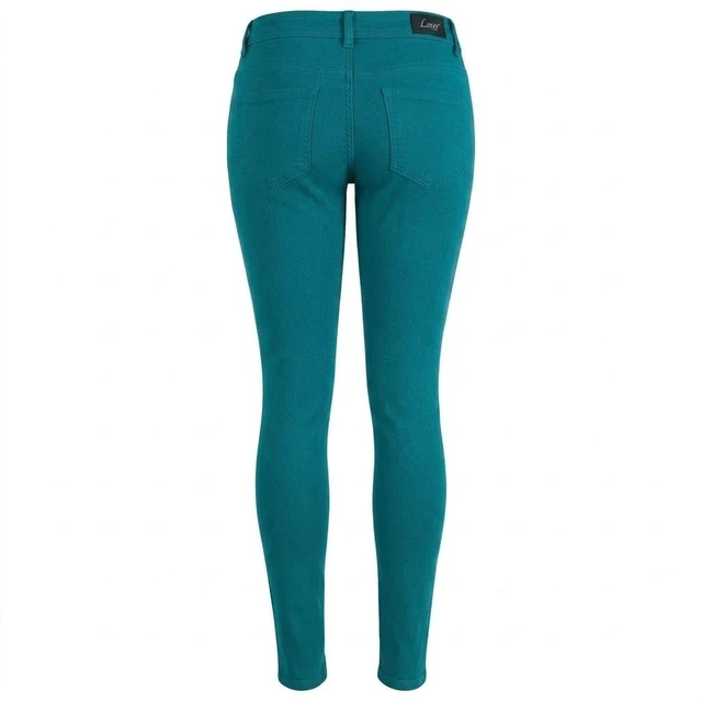 Alt view image 2 of 2 - La Bijou 611S Ultra Stretch Skinny Pants Jeggings for Women Juniors, Teal, L