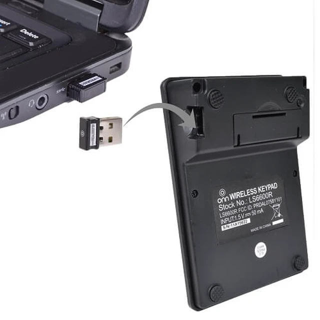 Alt view image 4 of 5 - Onn 2.4GHz 87-Key Wireless Keyboard & 18-Key Keypad w/ USB Receiver - Black